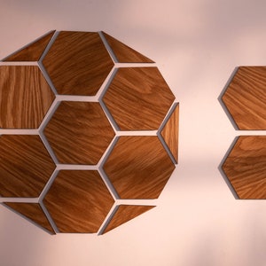 Honeycomb Oak Wood Wall Art / Hexagon Wall Art