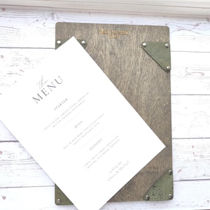 Menu holder / Custom menu cover A5 paper size with vegan cork leather / FREE PERSONALIZATION