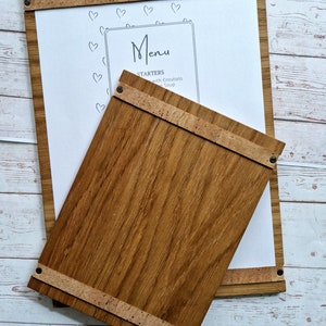 Wooden Oak menu holder / Custom menu holder / Free personalization