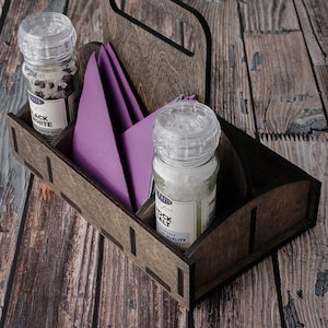Utensil Holder Condiment Caddy Cutlery Organizer / Wooden Cutlery Holder