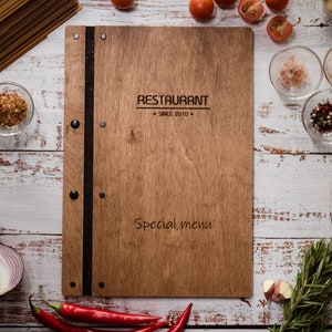 Porte menu pliable / Format papier A5 / Protège menu personnalisé /
