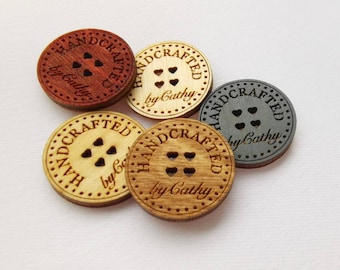 Custom labels for handmade items / Wooden buttons with hearts