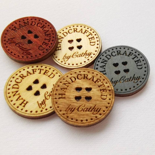 Custom labels for handmade items / Wooden buttons with hearts