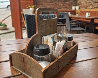 Organizador de mesa personalizado, soporte para cubiertos con condimentos seccionados