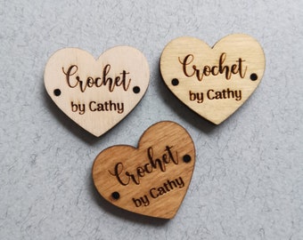 Custom clothing tags / Heart shape tags for handmade and crochet items / Set of 25