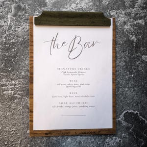 Oak menu holder with magnet /  A4 paper size