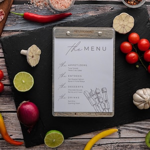 20 x Suportes de menu em cinza para Funky Mam