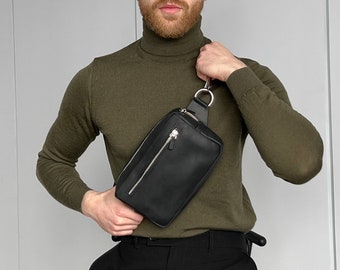 Heuptas voor mannen, heuptas voor mannen, crossbodytas voor mannen, leren crossbodytas voor mannen, herencadeau, verjaardagscadeau voor mannen, vaderdagcadeau, tas