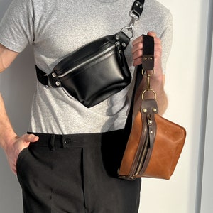 Mens Crossbody Bag,Minimalistic Leather Bag Mens,Leather Hip Bag,LeatherSmall Bag,Mens Leather Bag,Fanny Pack,Mens Gift,Father's Day Gift