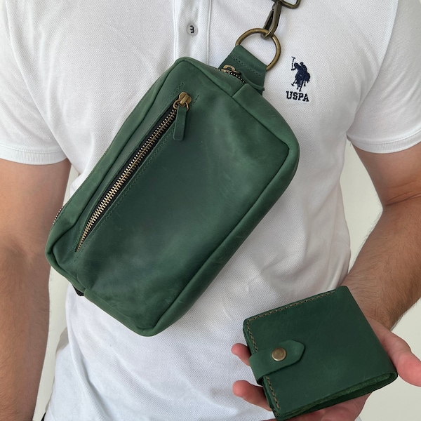 Herren-Hüfttasche, Crossbody-Tasche Herren, Leder Crossbody-Tasche für Herren, Herrentasche, Herrentasche, Umhängetasche für Herren, Geschenkidee für Herren, Herren-Weihnachtsgeschenk