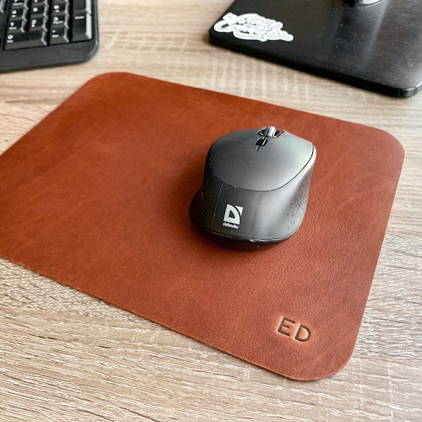 Personalized Leather Mouse Pad | Leather Gift for Men Boyfriend Custom |Leather anniversary gift |Office desk accessories |Christmas Gift