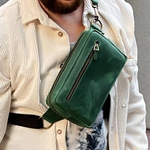 Hip Bag Men,Leather Hip Bag Men,Small Crossbody Bag For Man,Men's Small Leather Bag,Men's Gift Idea,Christmas Gift Men,Leather Fanny Pack