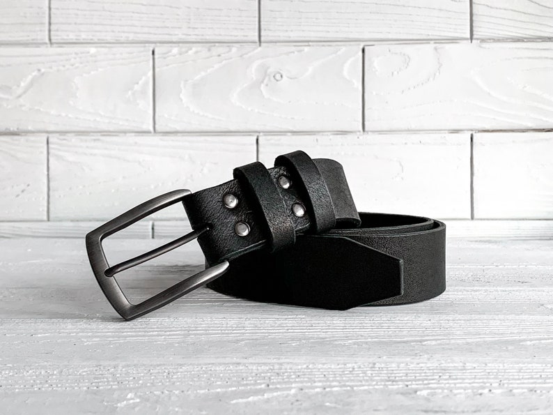 leather anniversary gift wide leather belt for men men/'s belt Step Mom gift 1 12/'/' wide Black Mens leather belt custom leather belt