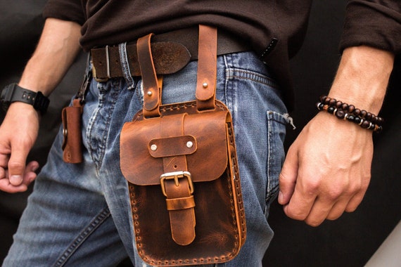 leather mens belt bag