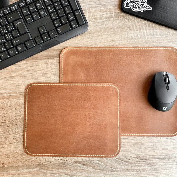 Personalized Stiched Leather Mouse Pad | Monogrammed mouse pad | Personalized mouse pad|Leather anniversary gift| Coworker| Fathers Day Gift