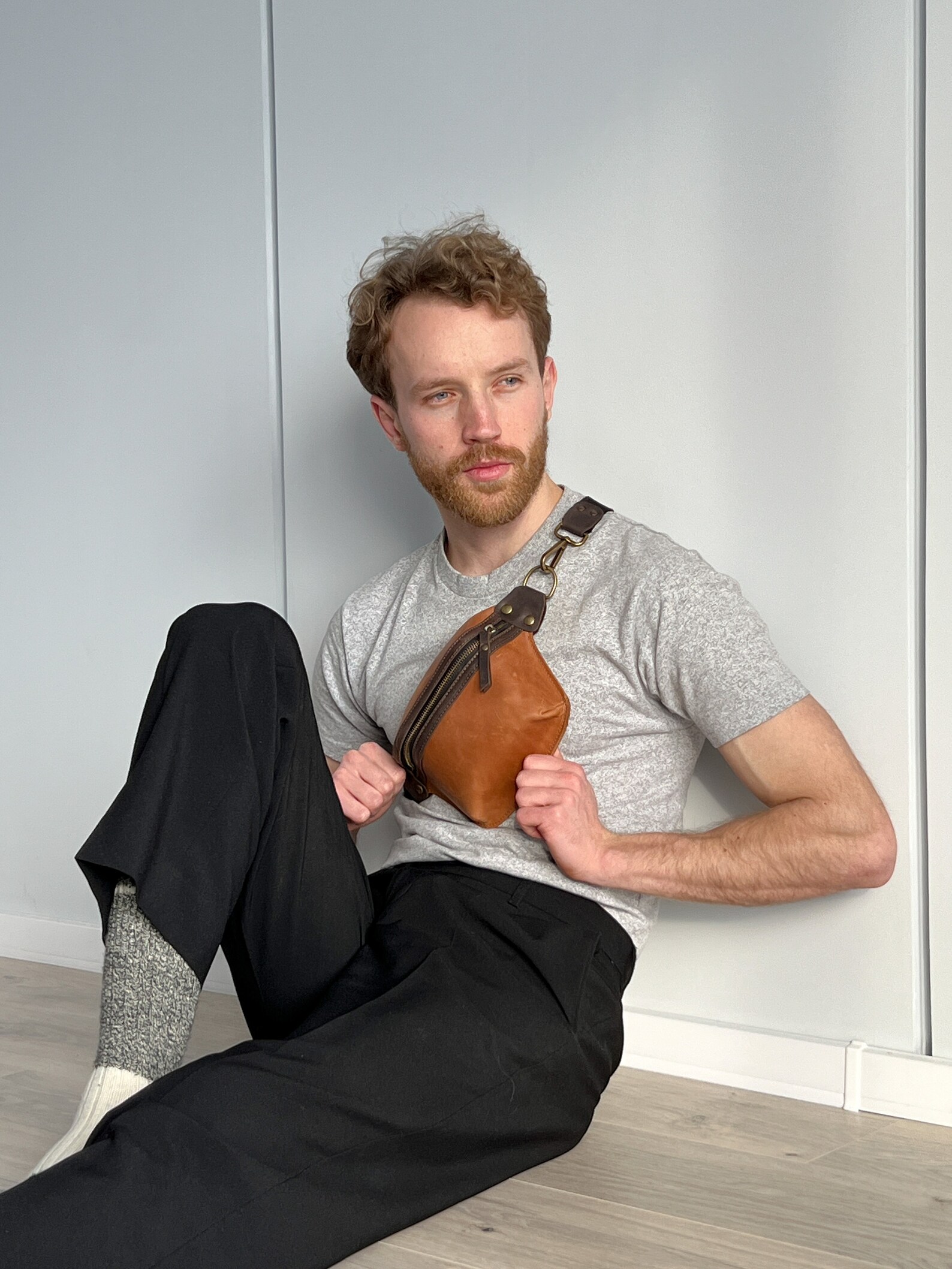 Mens Crossbody Bagminimalistic Leather Bag for Manleather Etsy