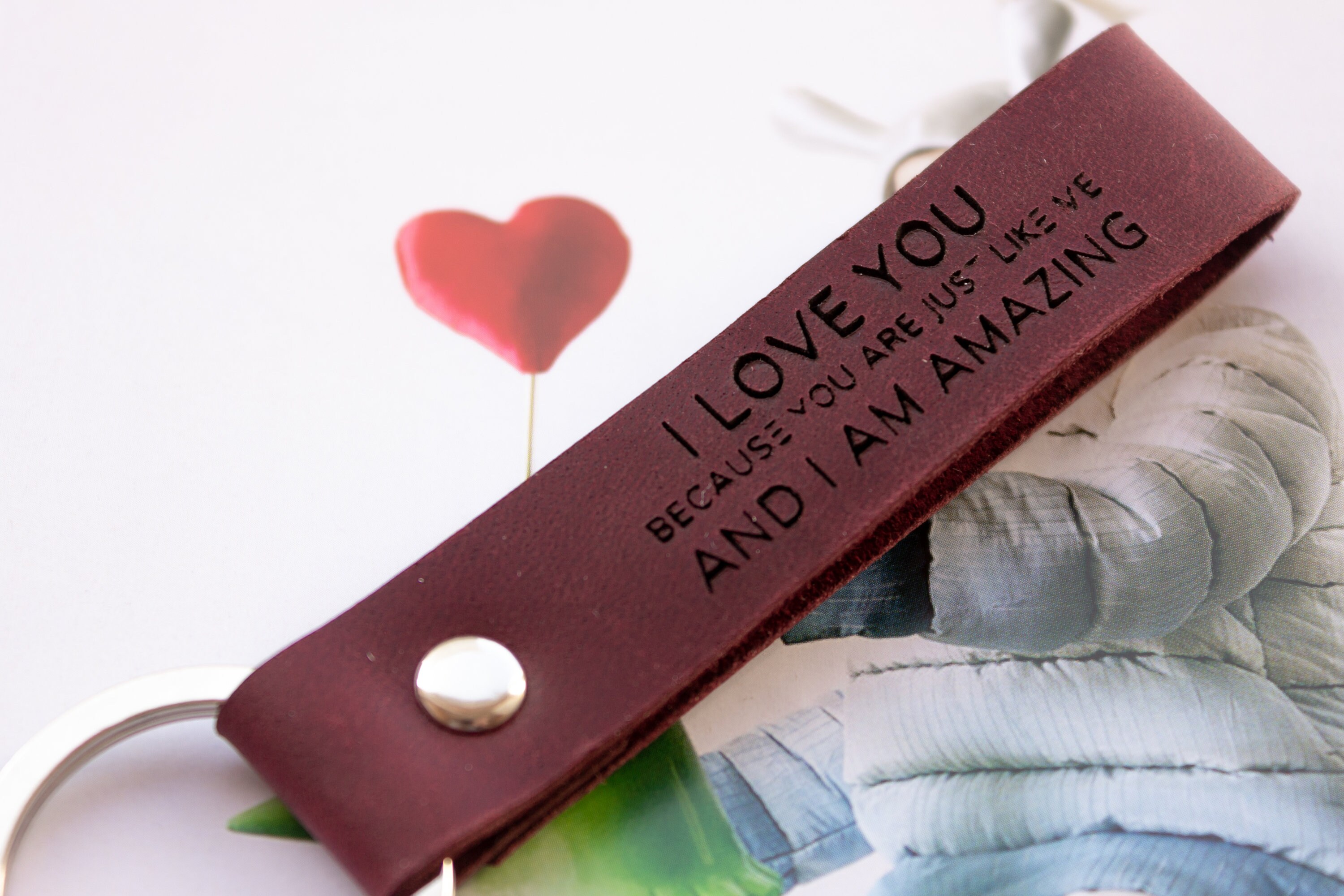 I love you keychain girlfriend gift leather key fob Etsy