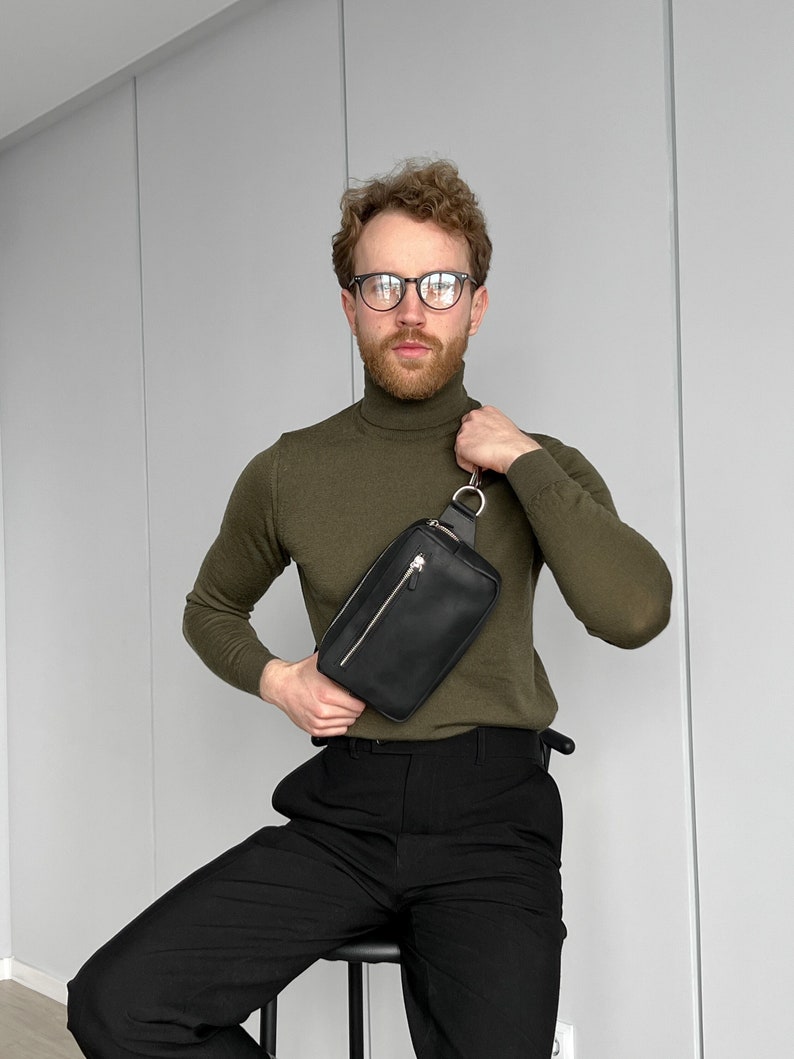 Heuptas voor mannen, heuptas voor mannen, crossbodytas voor mannen, leren crossbodytas voor mannen, herencadeau, verjaardagscadeau voor mannen, vaderdagcadeau, tas afbeelding 1