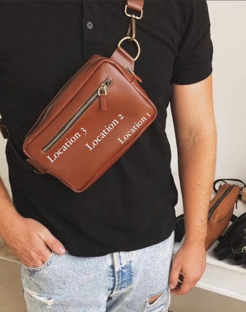 Marsupio da uomo, Marsupio da uomo, Borsa a tracolla da uomo, Borsa a tracolla in pelle da uomo, Regalo da uomo, Regalo di compleanno per uomo, Regalo per la festa del papà, Borsa immagine 10