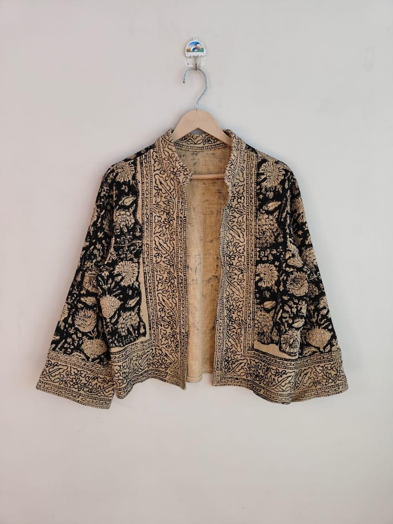 Handblock Print Cotton TNT Jacket – Artisanal Block Printed Boho Jacket, Lightweight Ethnic Coat, Handmade Indian Cotton Outerwear