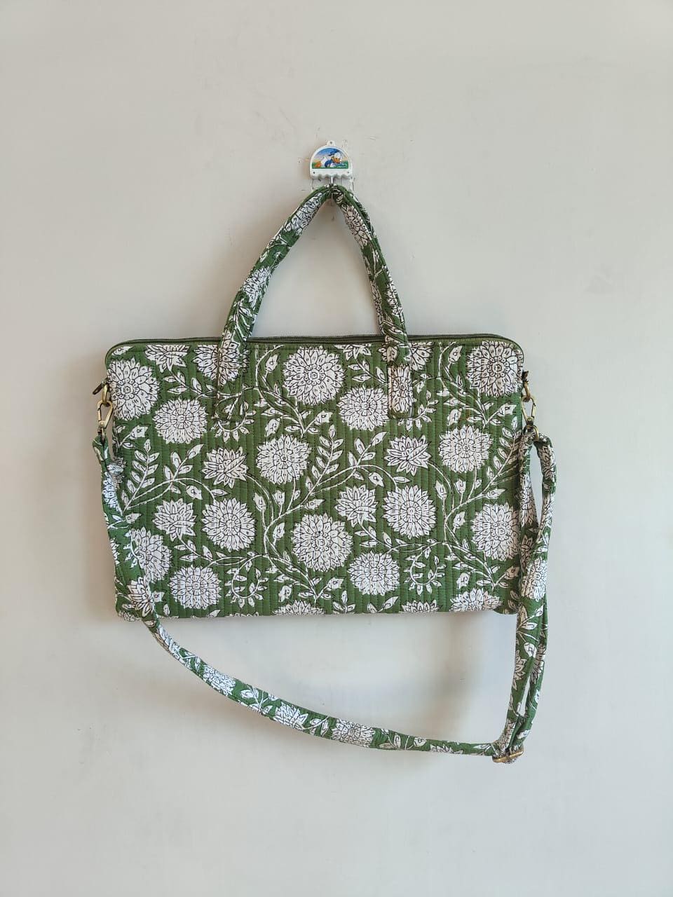 15"-16"-17" Laptop Waterproof Protector Handle Bag for outdoor, 100% Pure Cotton Block Print Quilted Handmade Laptop or MacBook Air Bag