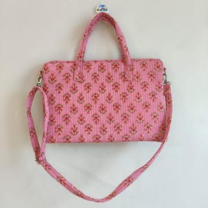 15&quot;-16&quot;-17&quot; Laptop Waterproof Protector Handle Bag for outdoor, 100% Pure Cotton Block Print Quilted Handmade Laptop or MacBook Air Bag
