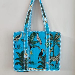 Sac fourre-tout imprimé jungle, sac fourre-tout en coton, sac de marché, petit format 15x13, sac de voyage, sac à bandoulière, sacs cadeaux, sac d'emballage Nature Love Bag