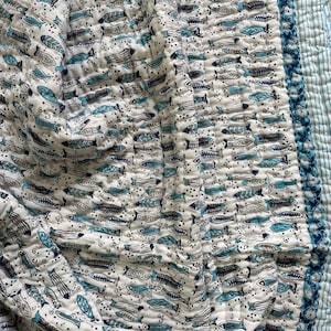 Comforter Quilt Hand Block Printed Cotton Cloth Quilted Throw Blanket Cover for Couch and Bed Lap Bedding Coverlet Oversized Quilt