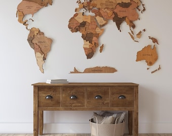 Handmade LED Wooden World Map Wall Art – Smart RGB, Voice-Controlled