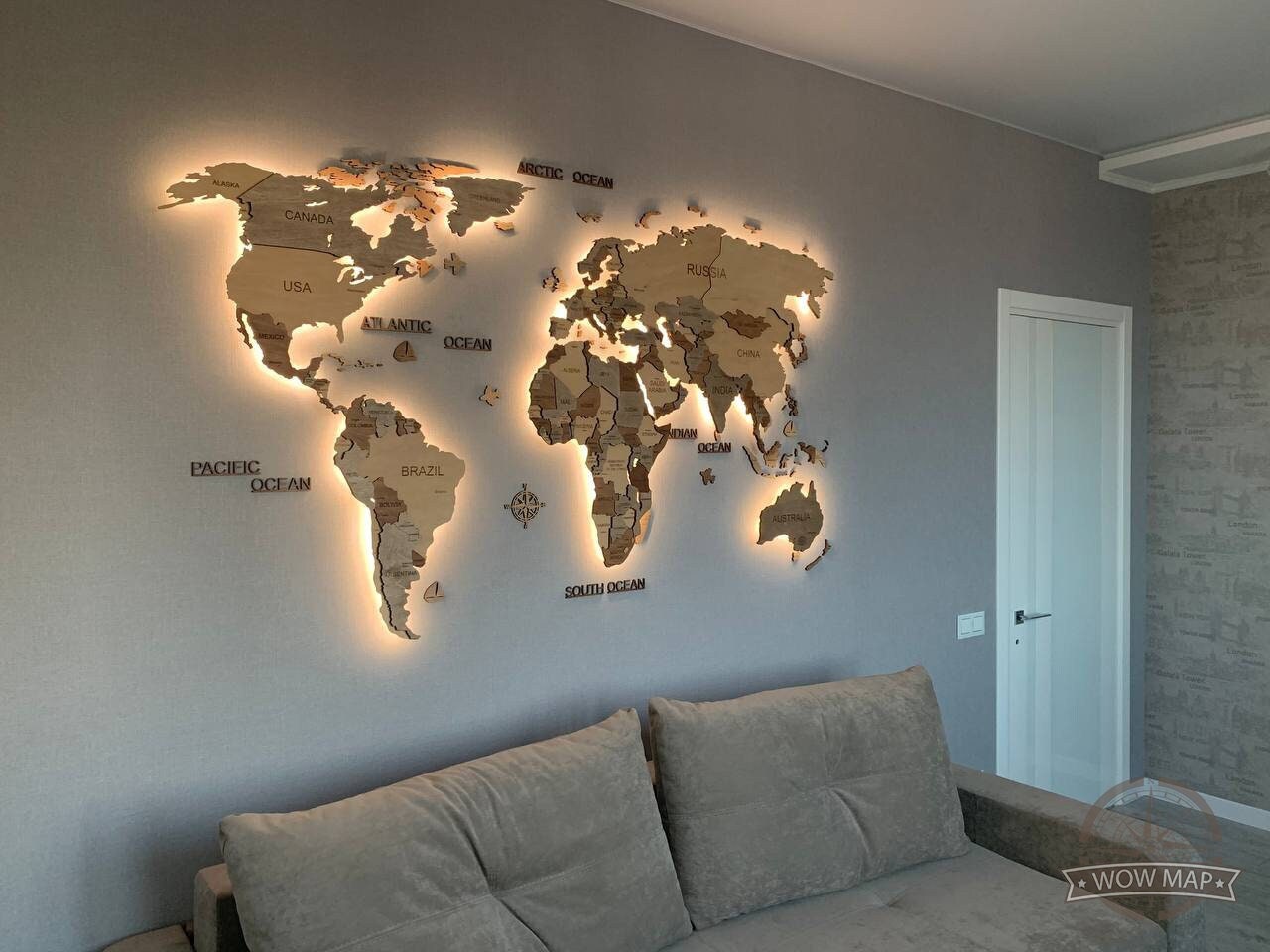Amazon.com: AWESOMETIK NORDIK 3D Wood World Map 3D Wood Map