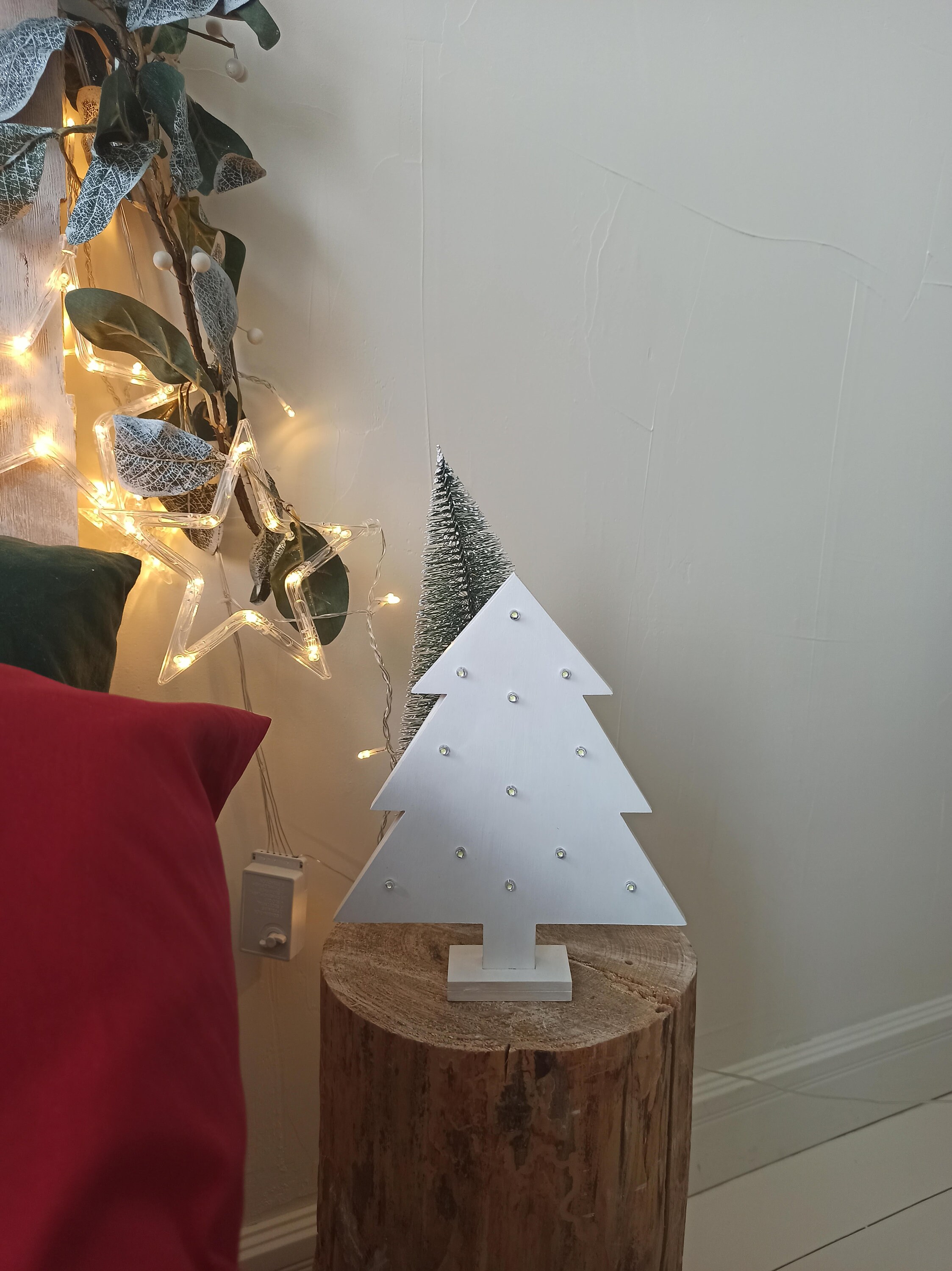 White Tabletop Christmas Tree With Lights LED Wood Christmas Etsy