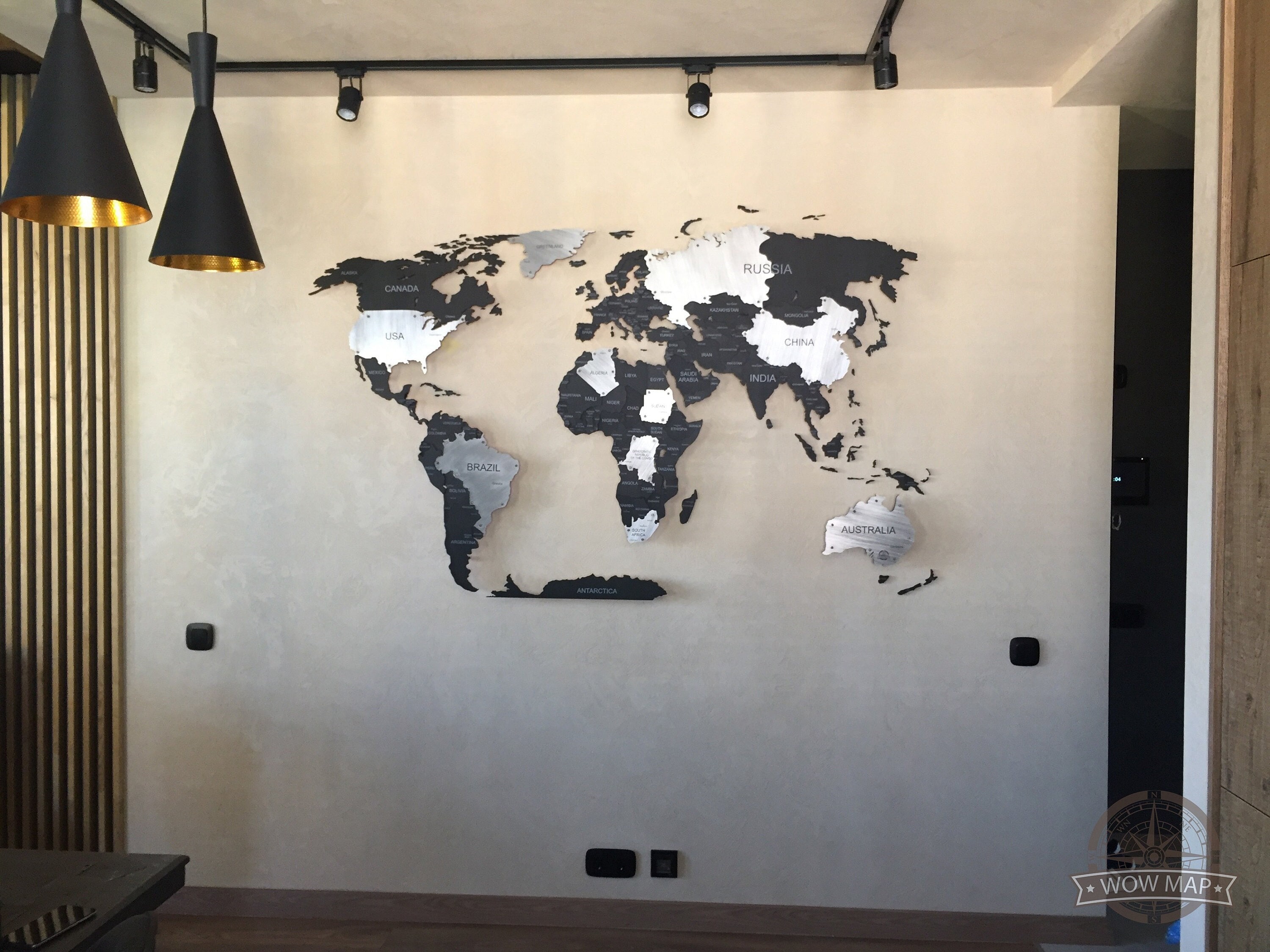 Large Metal Map, Wood Art World Map, 3d Metal World Map, Christmas Gift, Metal Travel Map, US