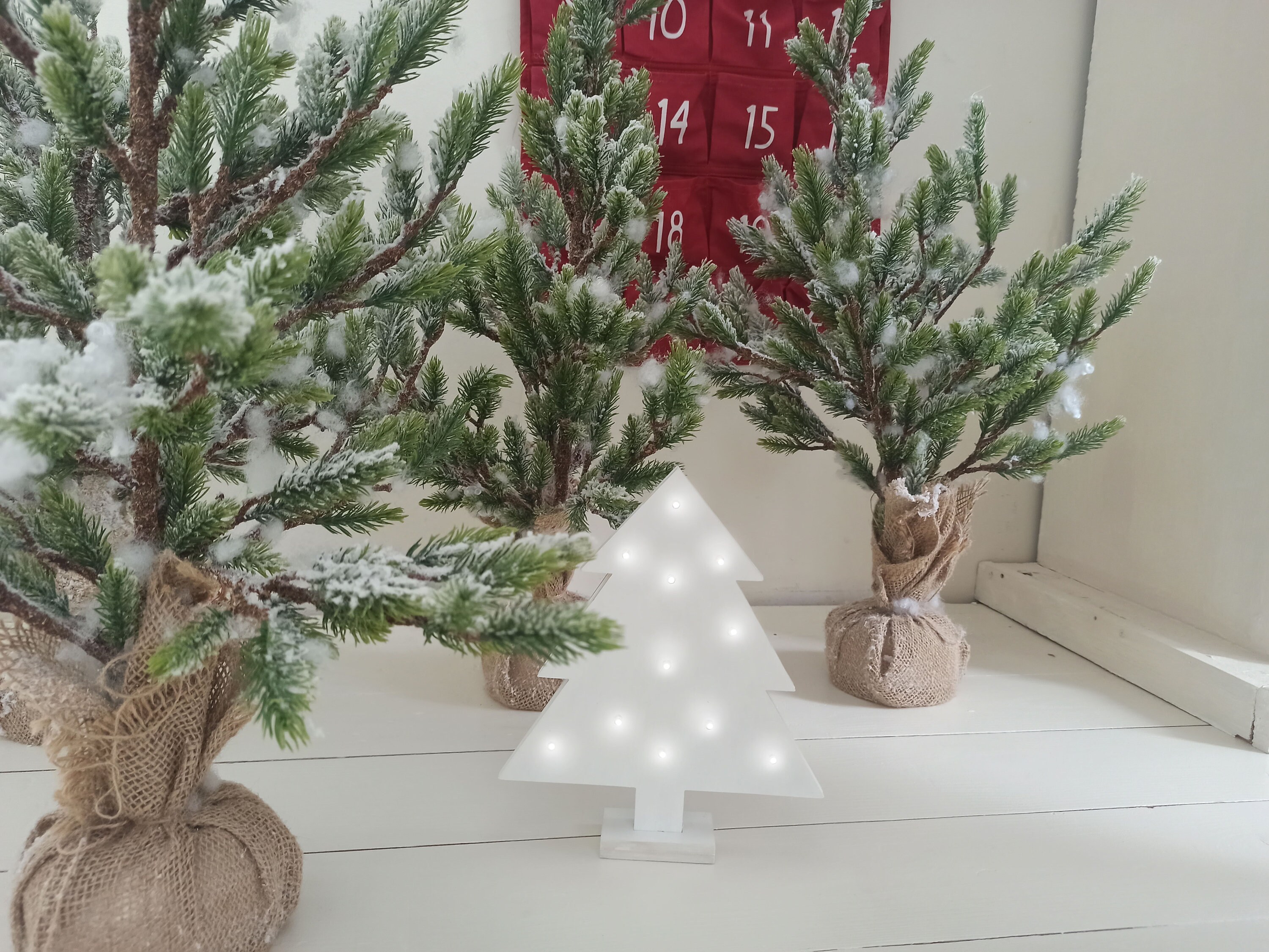 White Tabletop Christmas Tree With Lights LED Wood Christmas Etsy