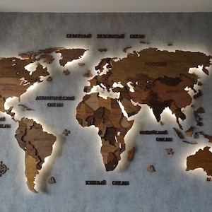 3D Wood World Map, Large Wall Art, Wooden map wall, wooden wall atlas, Travel wooden map, map of wood, wooden lake map