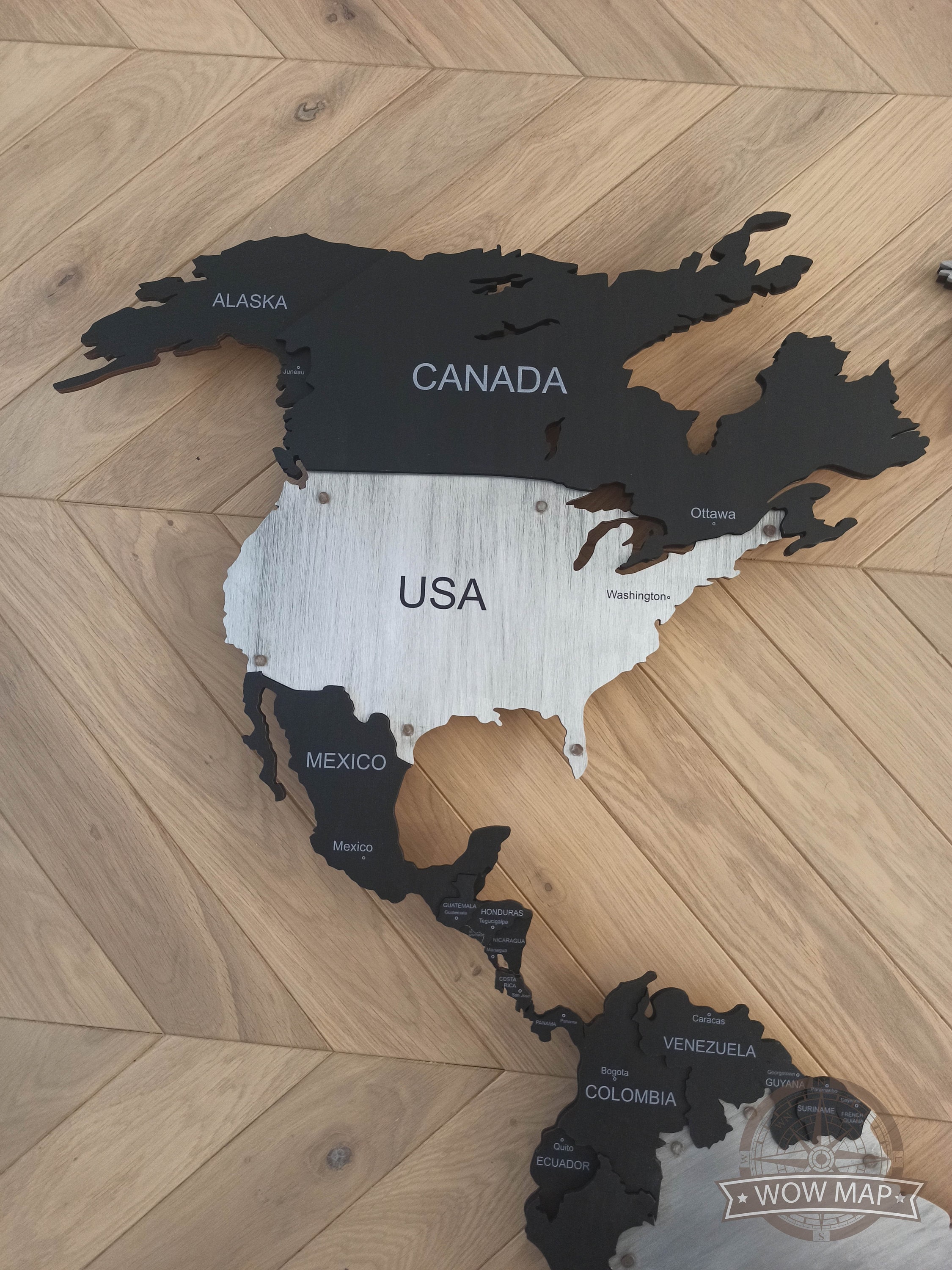 Large Metal Map, Wood Art World Map, 3d Metal World Map, Christmas Gift ...
