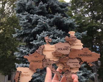 Custom 3D Wood World Map, Rustic Home Decor, Anniversary Gift