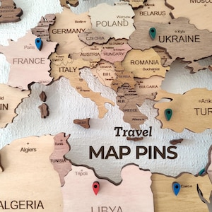 Wood Geotag Sticker Set, Travel Map Accessories