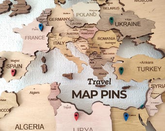 Wood Geotag Sticker Set, Travel Map Accessories
