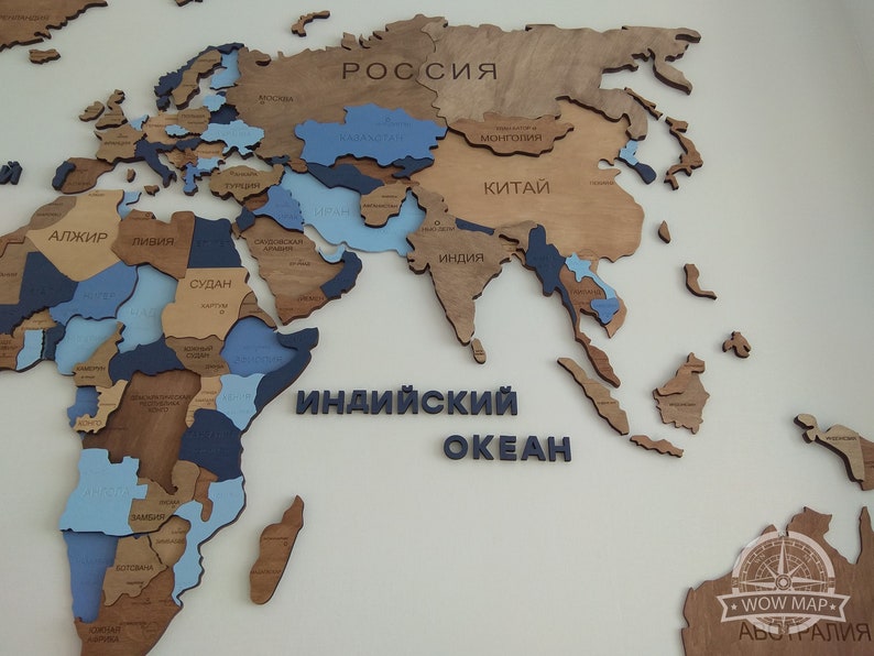 Large Wooden World Map with LED Backlighting, Luxury Office Wall Decor image 6