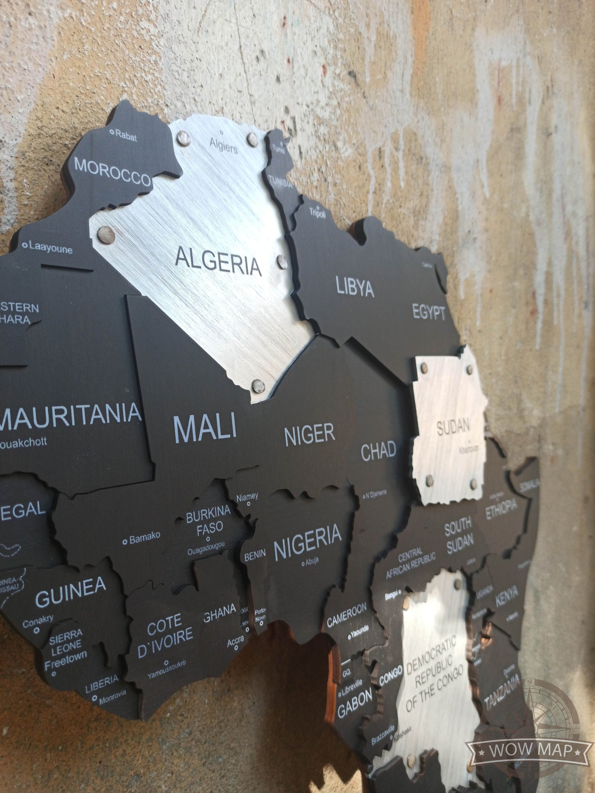 Large Metal Map, Wood Art World Map, 3d Metal World Map, Christmas Gift, Metal Travel Map, US