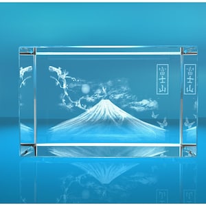 3D Glass Cuboid I Mount Fuji image 1