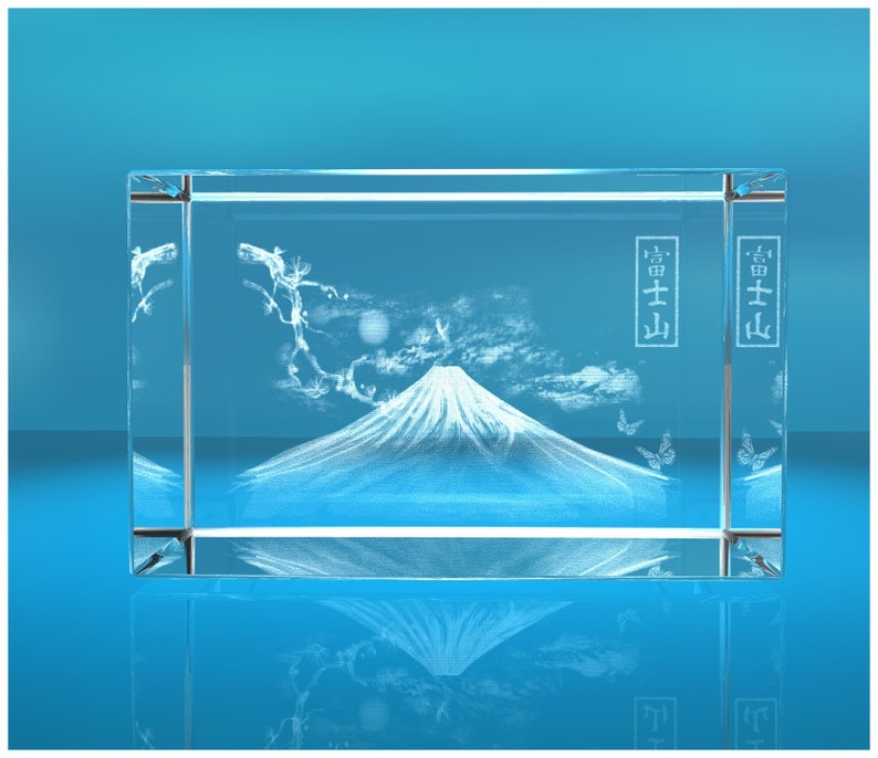 3D Glass Cuboid I Mount Fuji image 1