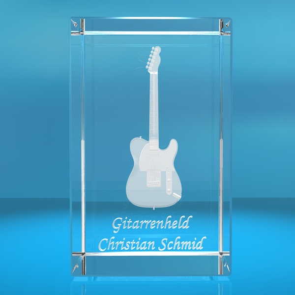 3D Glasquader | Gitarre No. 3 mit Wunschnamen | Geschenk für Gitarrist | Musiker | Bandmitglied | E-Gitarre