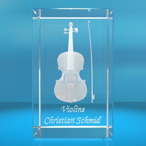 3D Glass cuboid | Violin with desired name | Gift for violinist violinist | Musician | Orchestra | Violin | Violinist