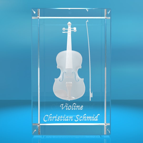 3D Glas cuboid | Viool met gewenste naam | Cadeau voor violist | Musicus | Orkest | Viool | Violist