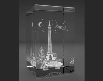 3D Glasquader   Motiv: Eiffelturm von Paris (Motiv 2)