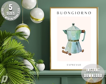 Buongiorno Espresso Large Printable Wall Art, Decor, Instant Download