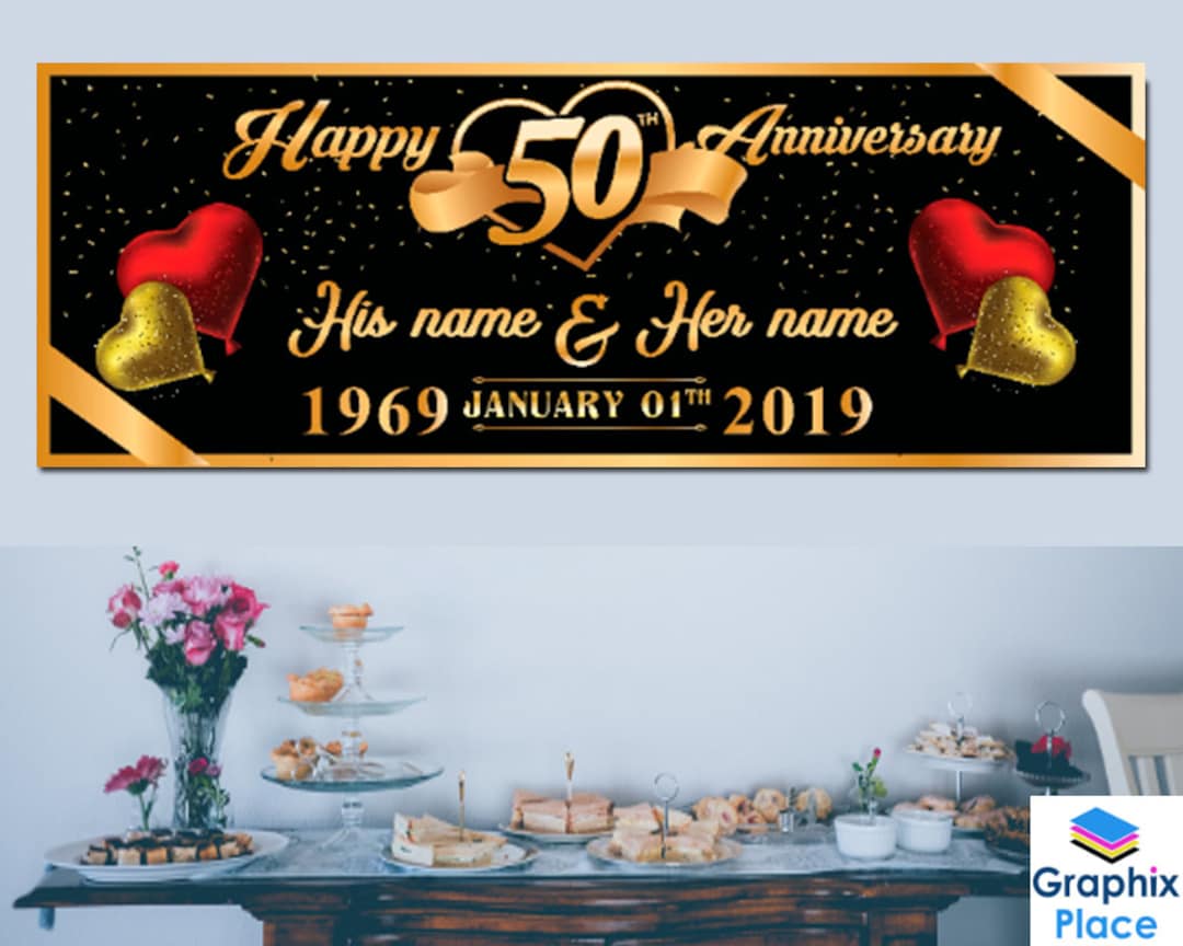 Golden Anniversary Banner Happy Anniversary 50th Wedding Parents