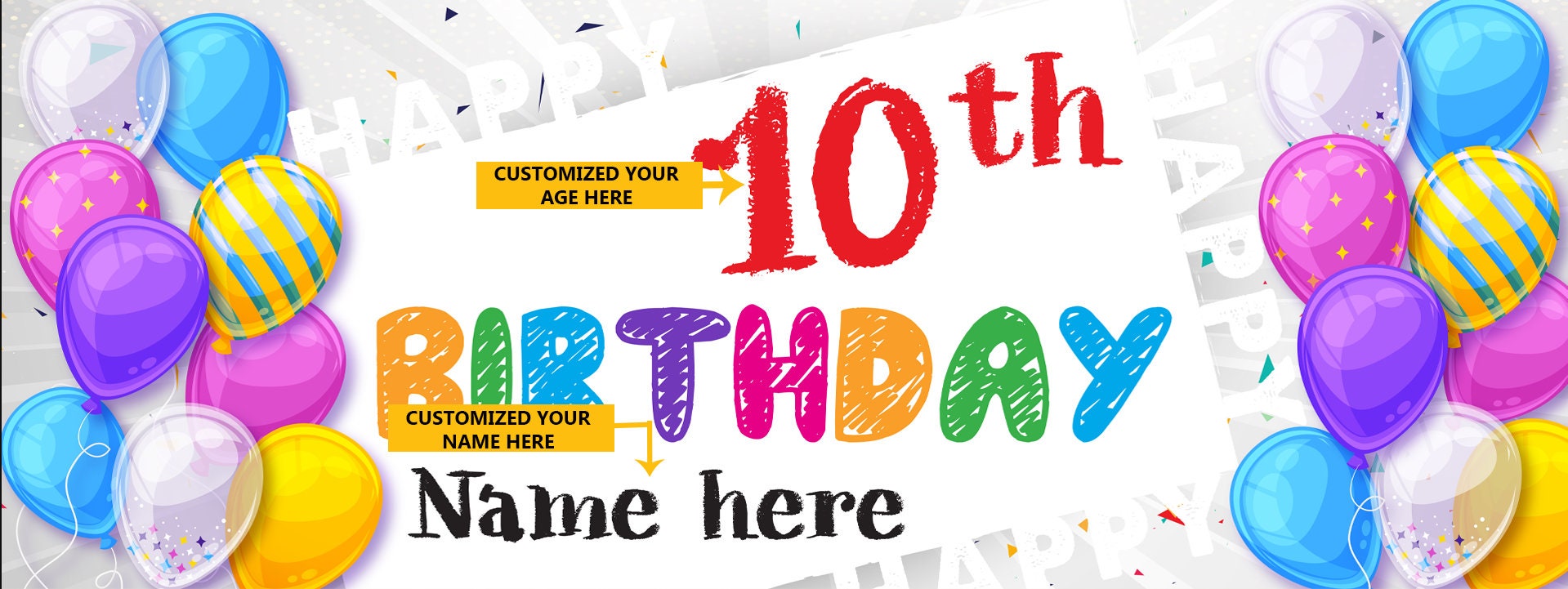 Happy 10th Birthday Banner Custom Banner Birthday Birthday - Etsy UK