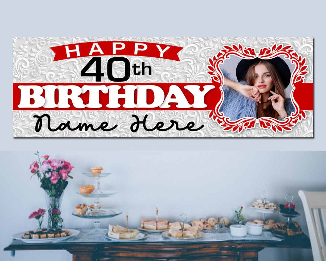 Personalized Birthday Banner Personalized Happy Birthday Banner 40th